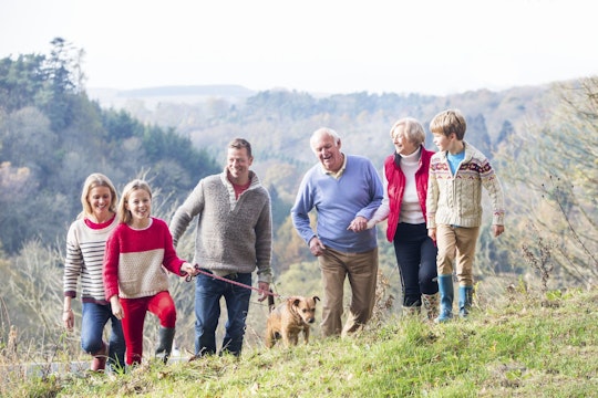 a family with healthy lungs on a walking trail