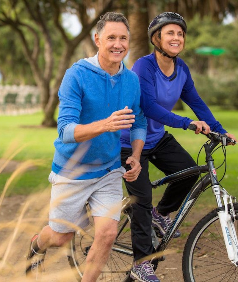 Man and woman exercising