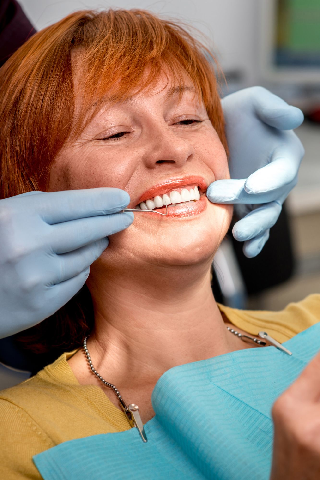 Woman undergoing dental exam