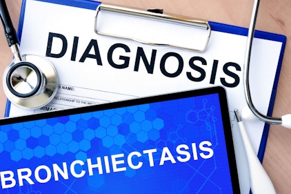 Form titled 'bronchiectasis' on top of a 'diagnosis' form