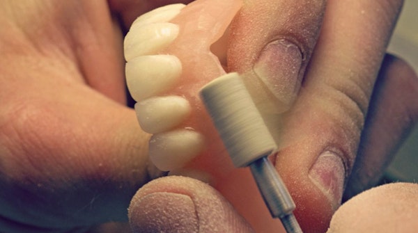 Dentures being shaped