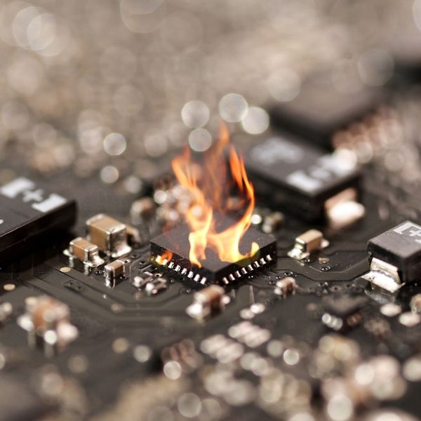 computer chip on fire