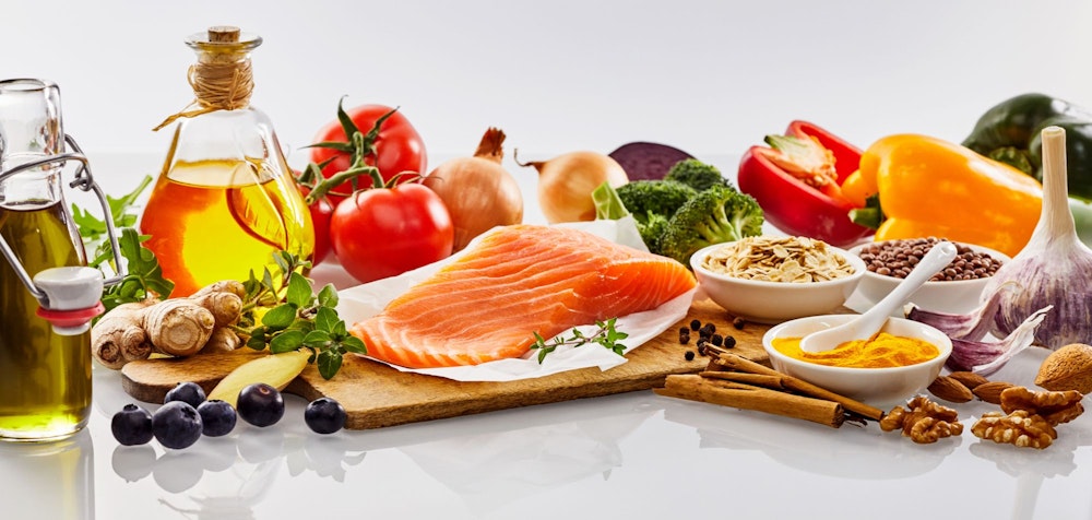 Spread of fruits, vegetables, and proteins