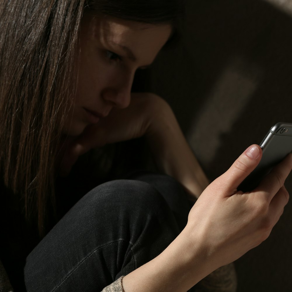 Girl being cyberbullied