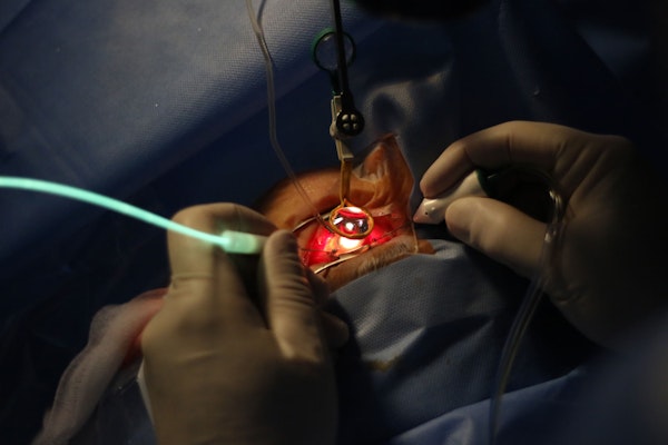 Eye surgery being performed on patient