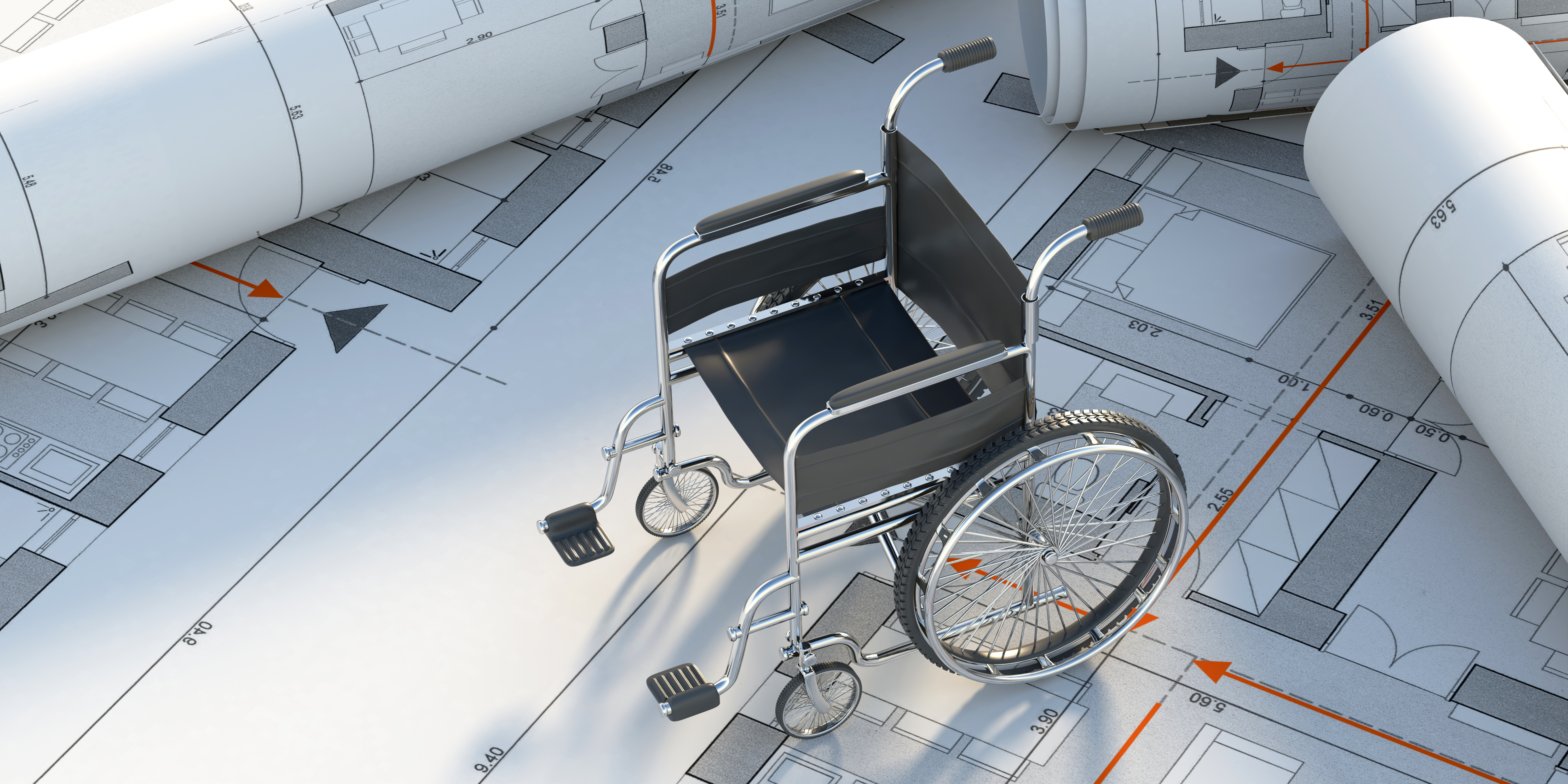 a wheelchair on blueprints