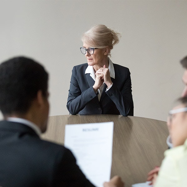 Older woman being interviewed