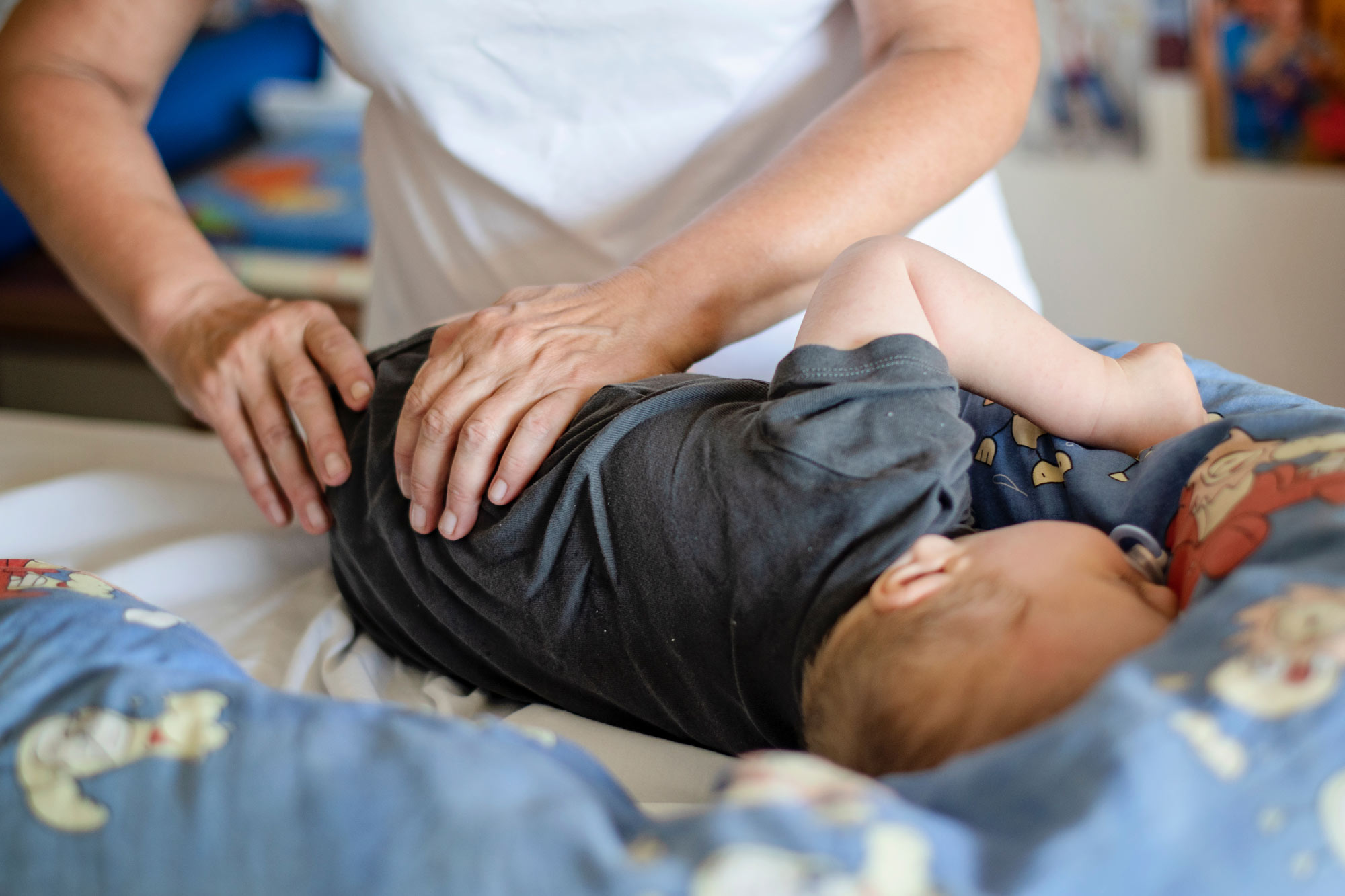 Baby with cerebral palsy getting massage