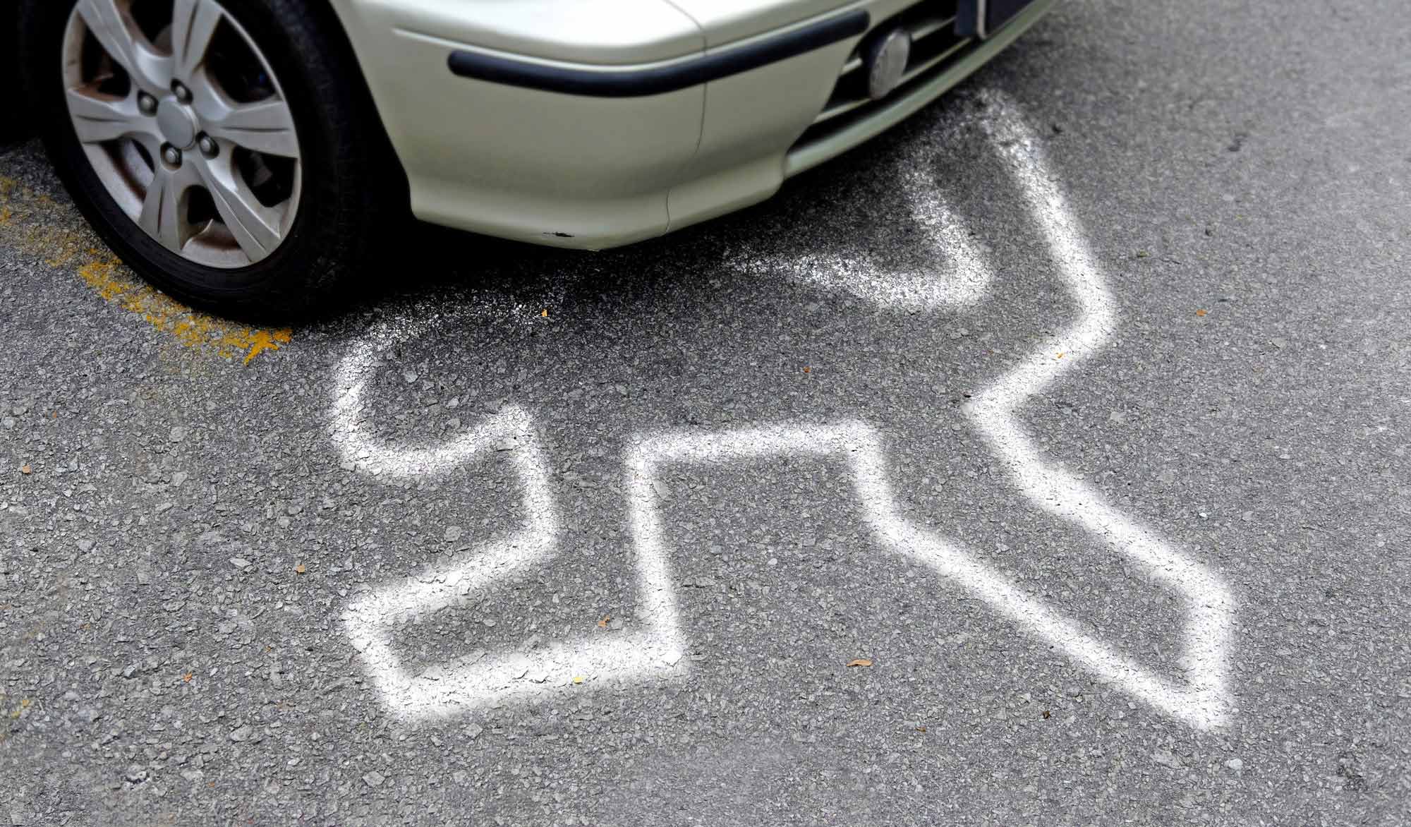 chalk illustration of body and car
