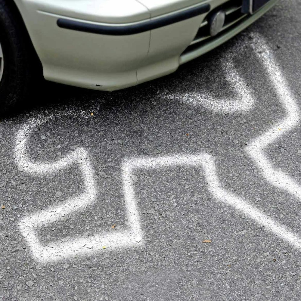 chalk illustration of body and car