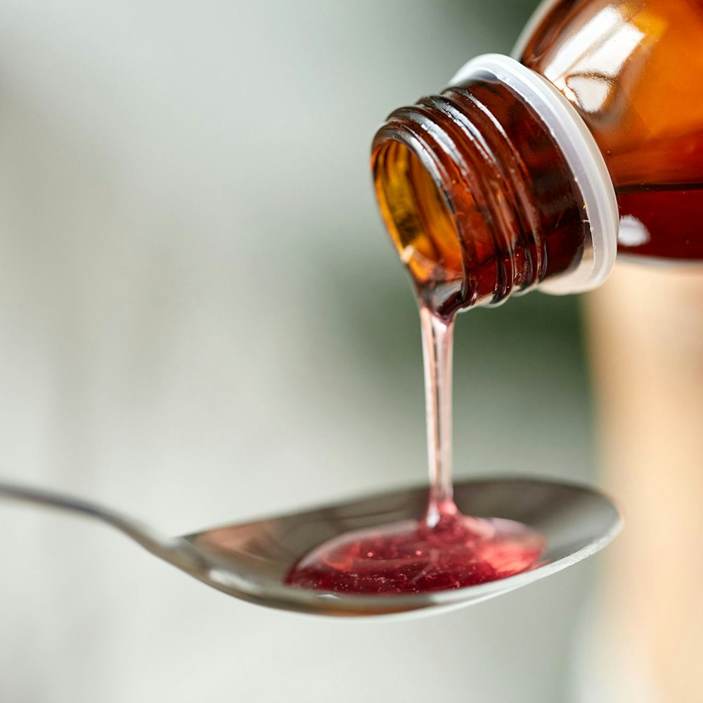 Cough syrup in spoon