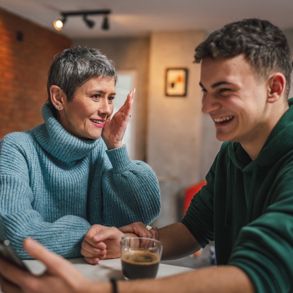 Grandmother laughing with grandson