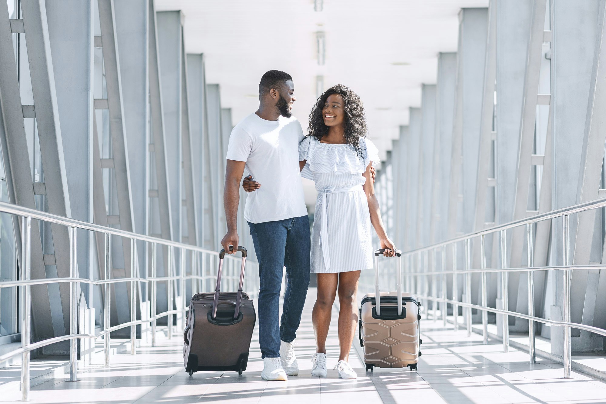 young couple traveling together