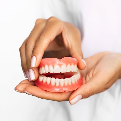 a set of upper and lower dentures