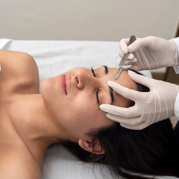 Woman getting dermaplaning