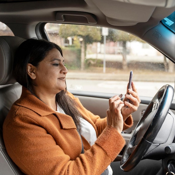 Distracted driver on cell phone