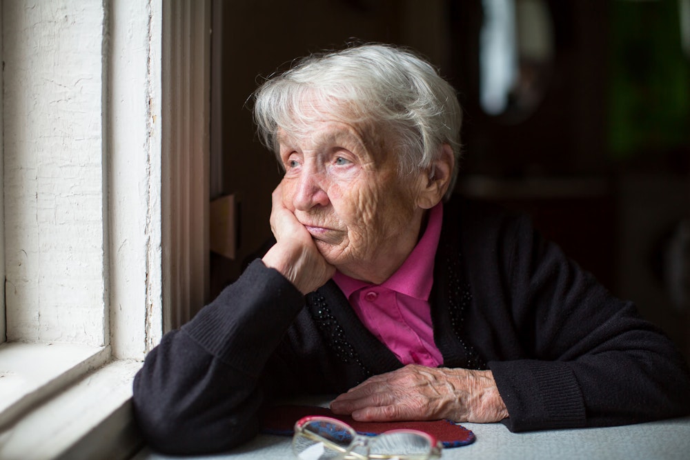 Depressed elderly woman
