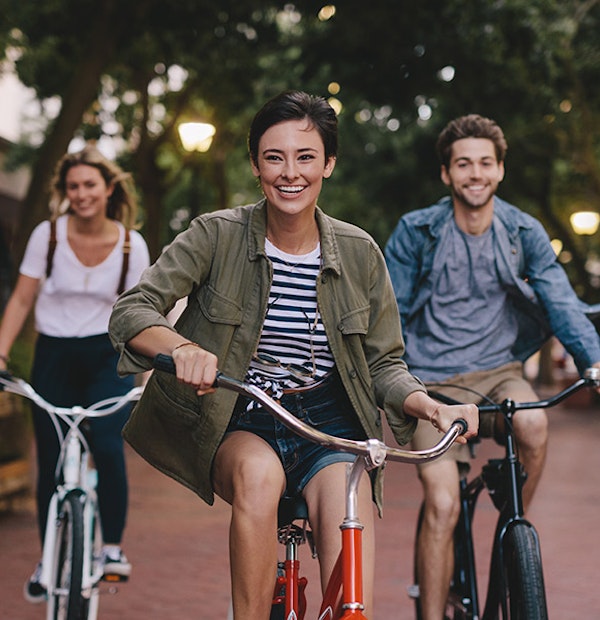 Group of smiling bicyclists