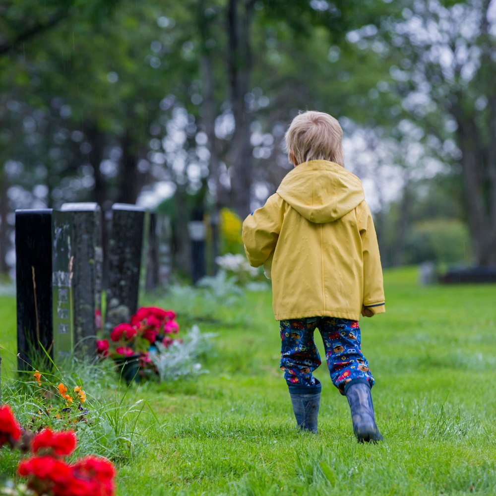Child at cemetery