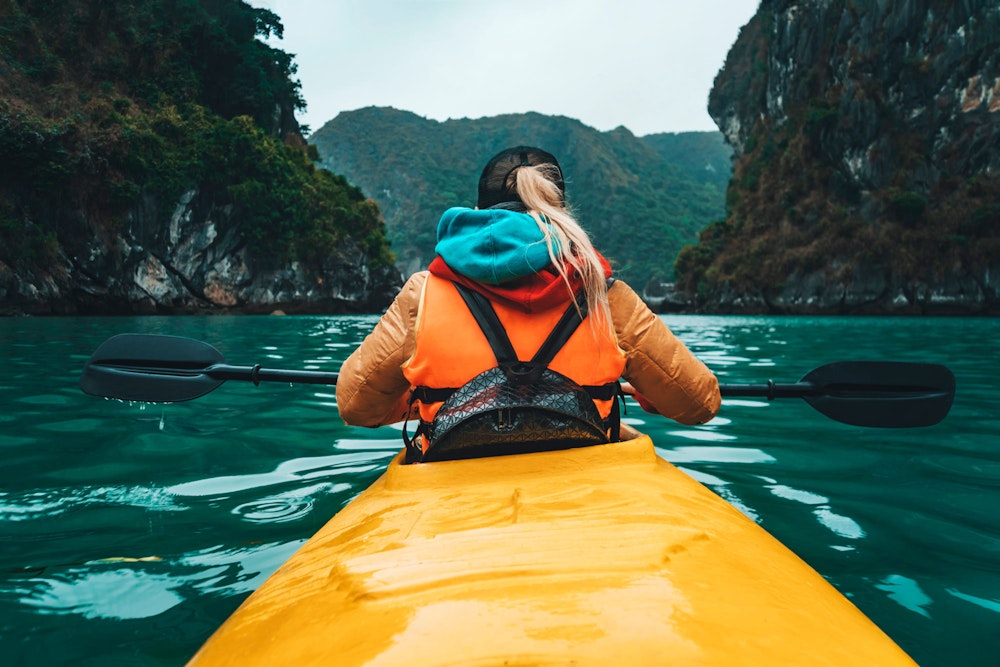Woman kayaking
