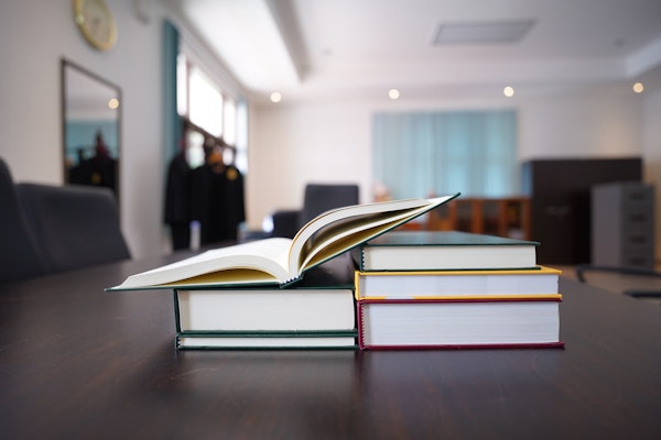 Stack of law books