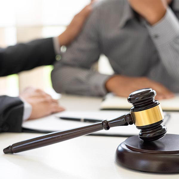 Lawyer reassuring client