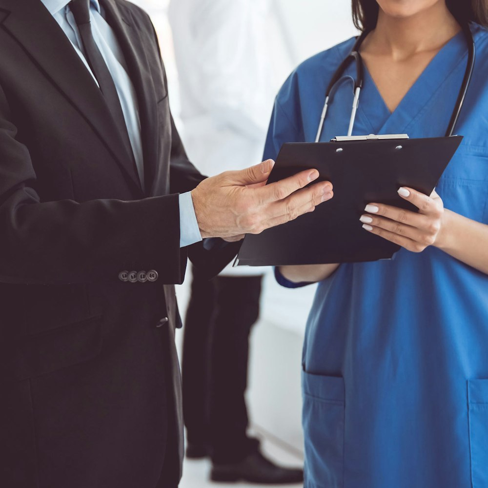 Lawyer talking to medical provider