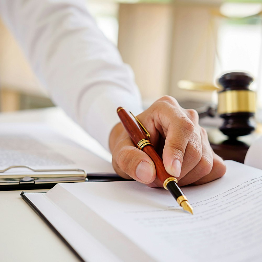 Lawyer reviewing paperwork