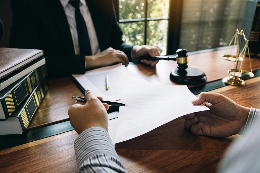 Lawyer meeting client