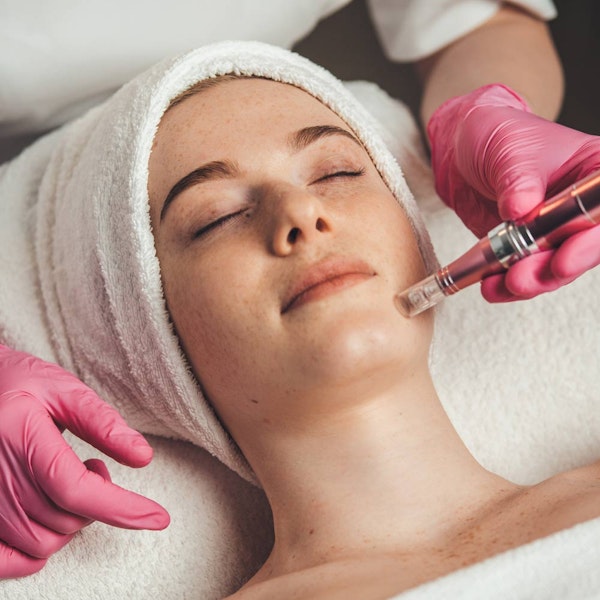 Woman getting microneedling
