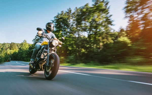Motorcyclist riding on a highway