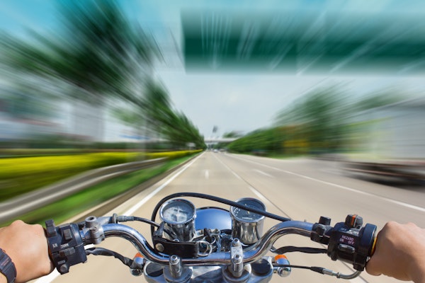 Point of view of motorcyclist