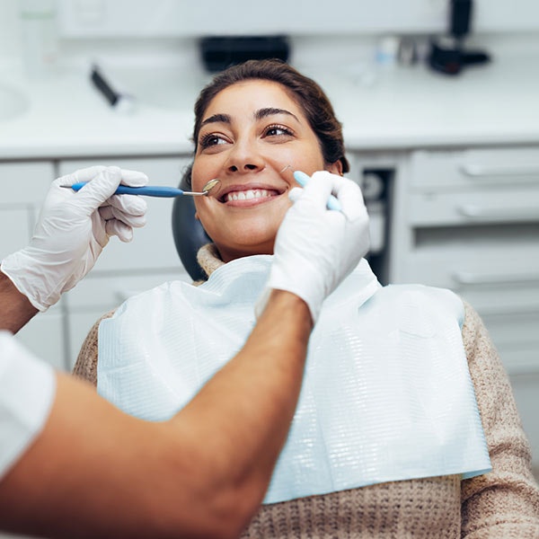Woman in dental chair