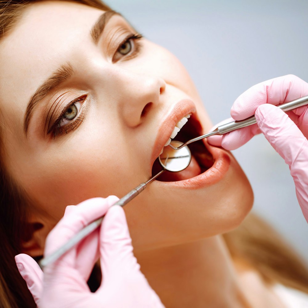 Dental patient getting teeth checked
