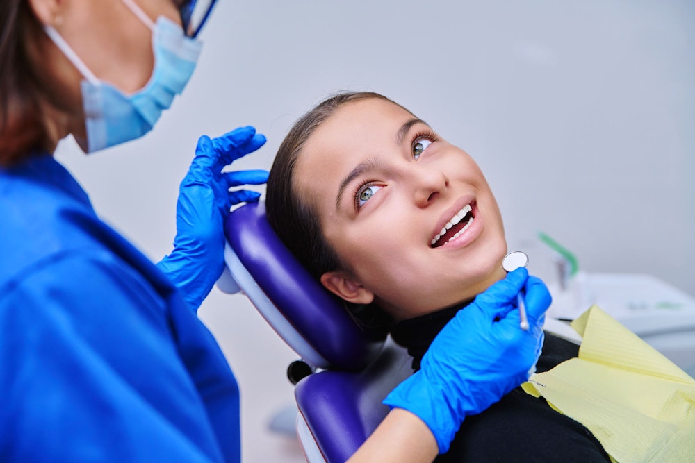 Woman in dental chair