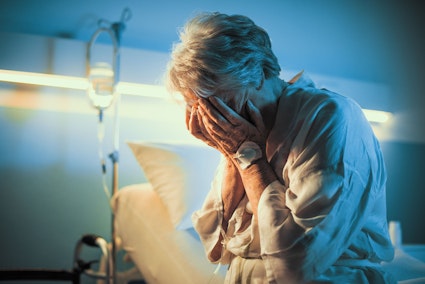 Sad patient in hospital