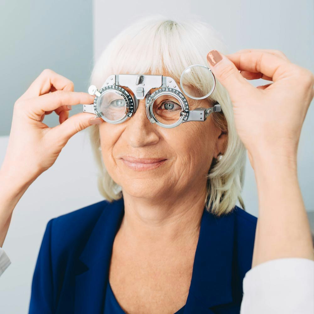 Mature woman getting eye exam