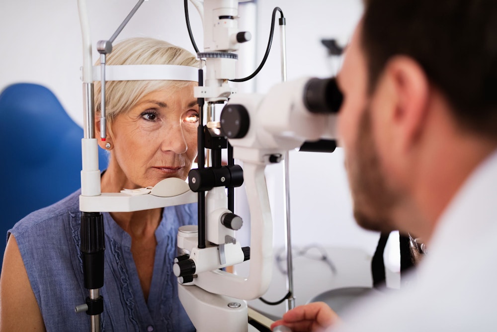 Mature woman at eye exam