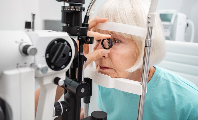 senior woman eye exam