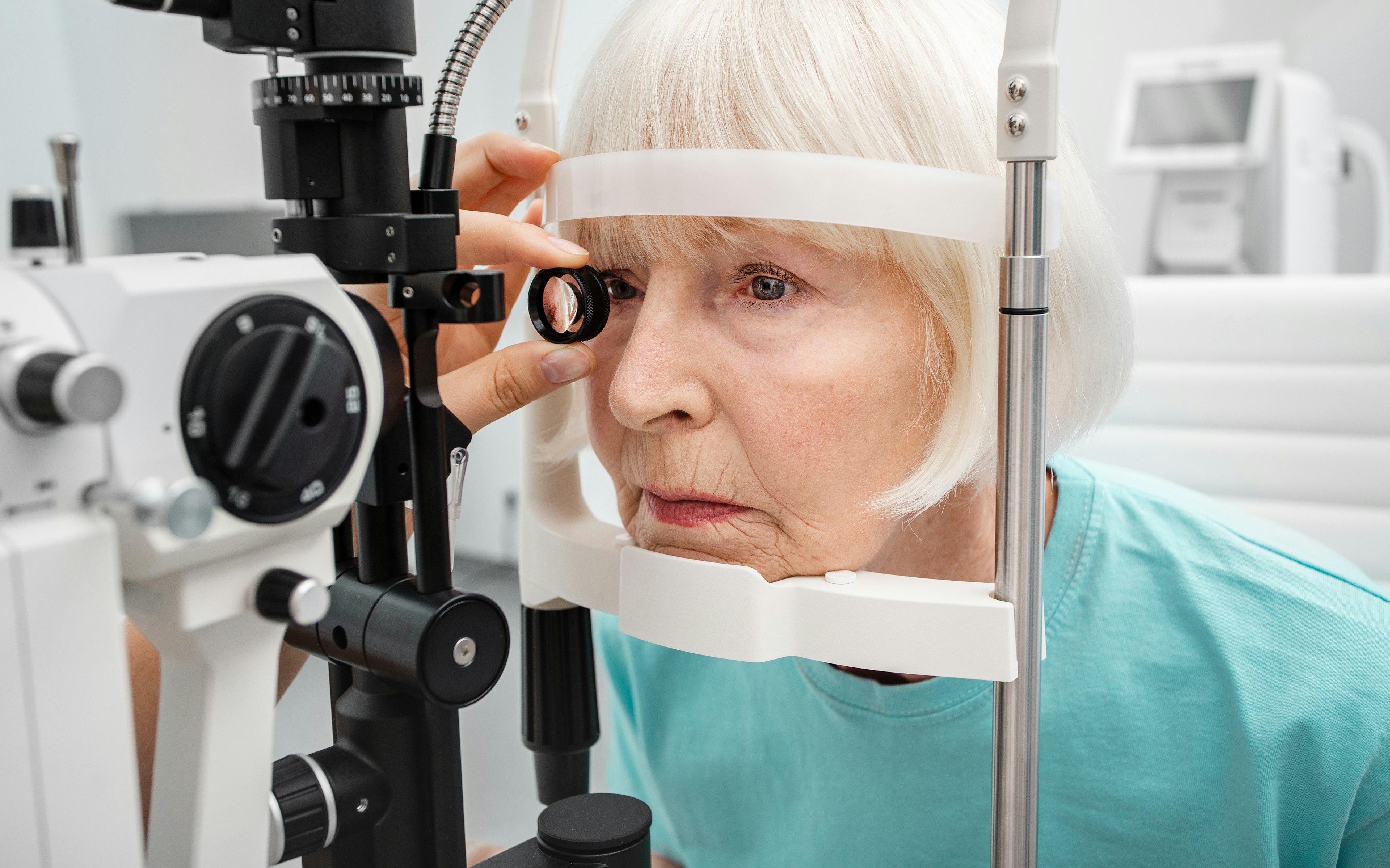 Mature woman at eye exam