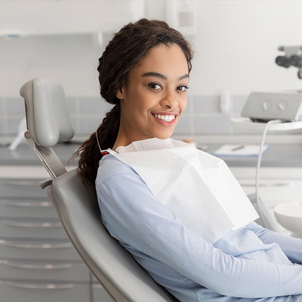 Woman in dental chair