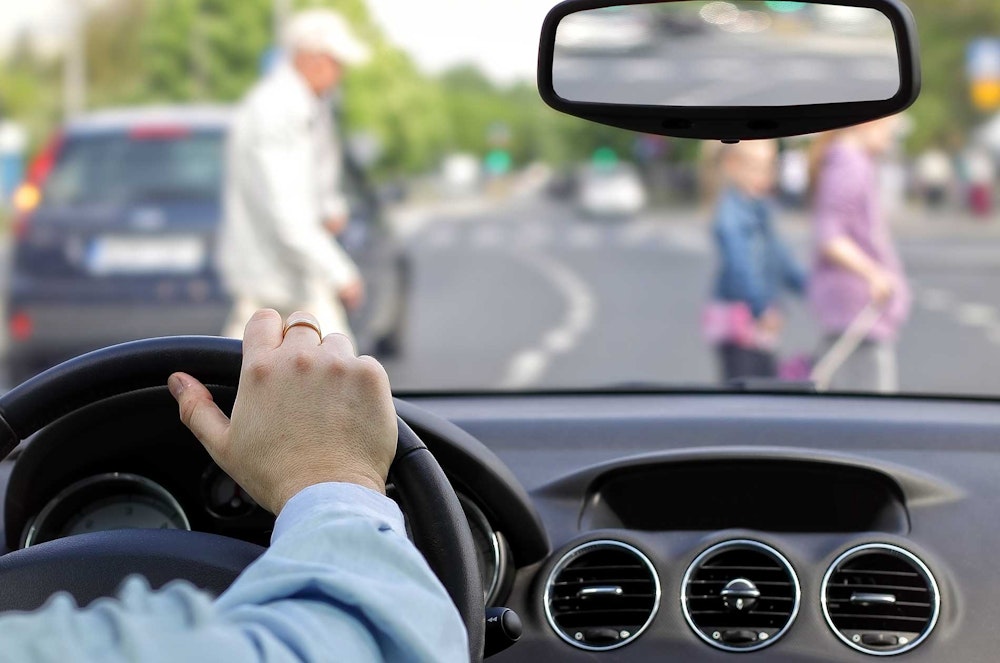 Driver at crosswalk