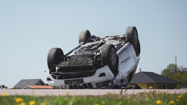 Rolled over car