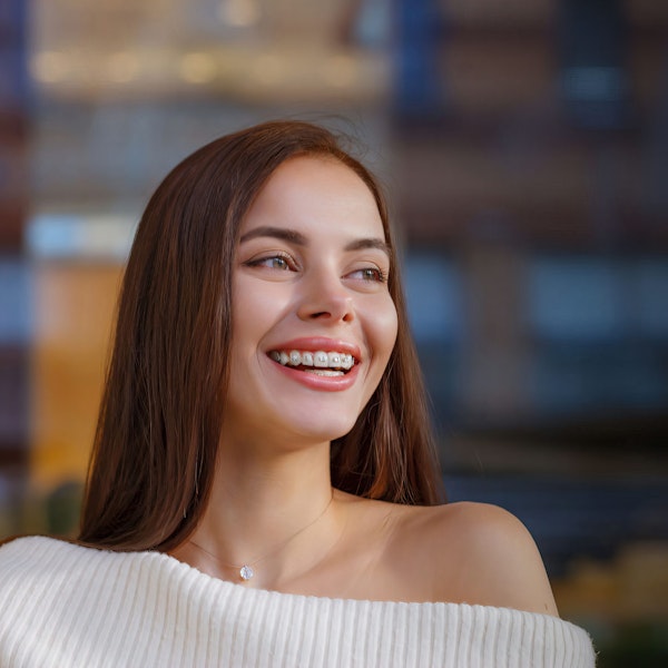 Girl smiling with braces