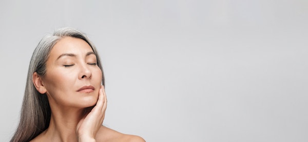 Woman with defined cheeks