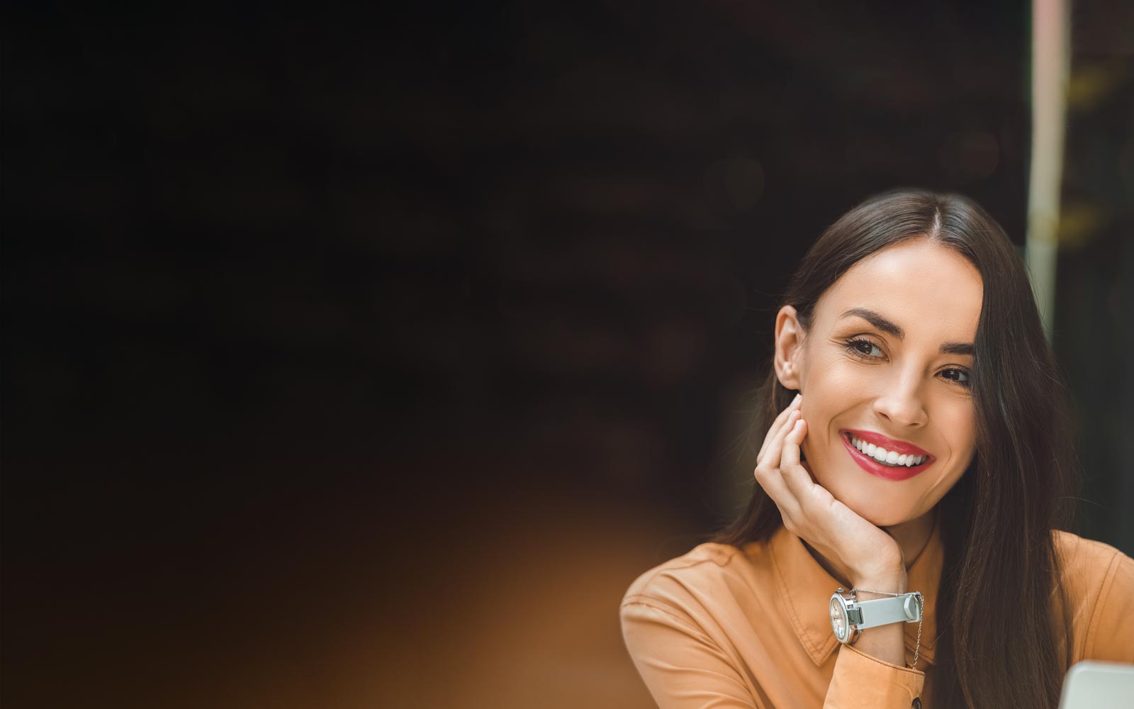Smiling woman posing