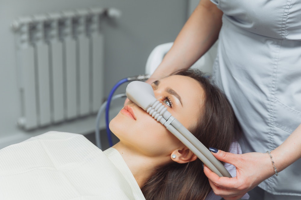 Patient receiving nitrous oxide