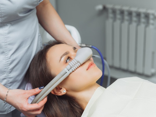 Woman undergoing nitrous oxide