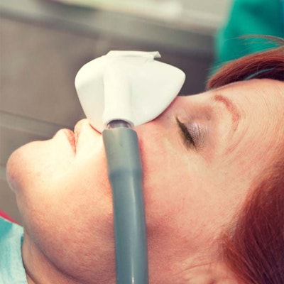 Patient receiving laughing gas