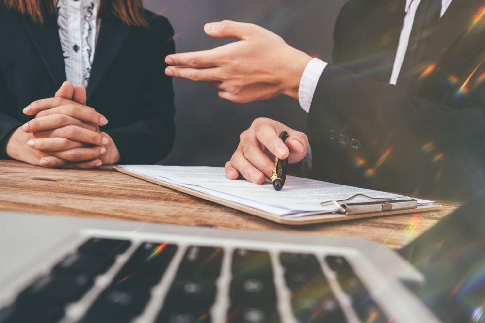 Lawyer meeting with a client